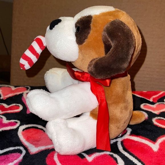 Animal Adventure brown white Haley, and plush dog candy cane, 2015, stuffed anim - Picture 2 of 6